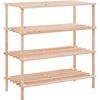 Solid Wood Shoe Rack with 4 Shelves - VIDAXL - 285201 - Brown - Contemporary