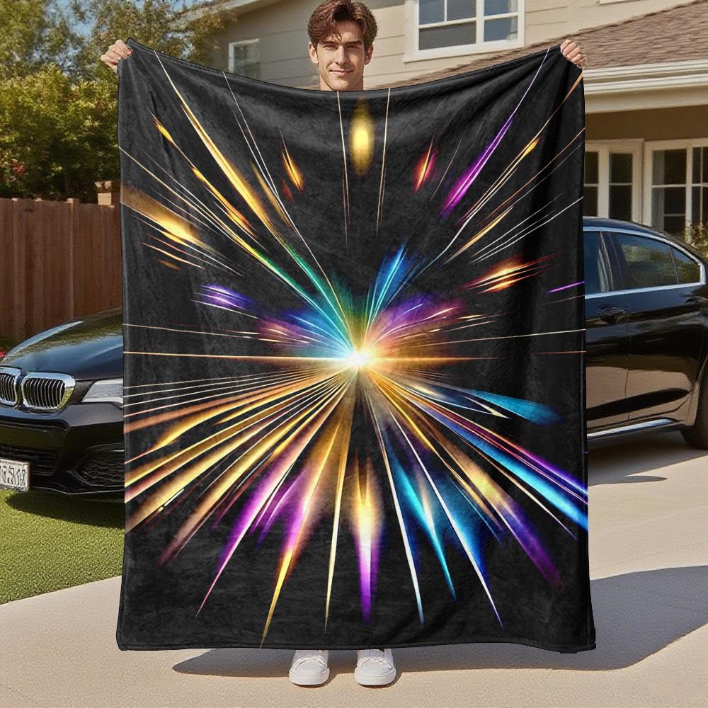 1PC LightburstOutdoor Flannel Blanket - Soft Plush Decor for Picnics, camping, Bedroom, Playroom, Office, or Lunch Break 1274A