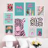 Wild Leopard Tiger Vase Poster Flower Rainbow Girl Power Wall Art Canvas Drawing Lips Nordic Living Room Wall Decoration