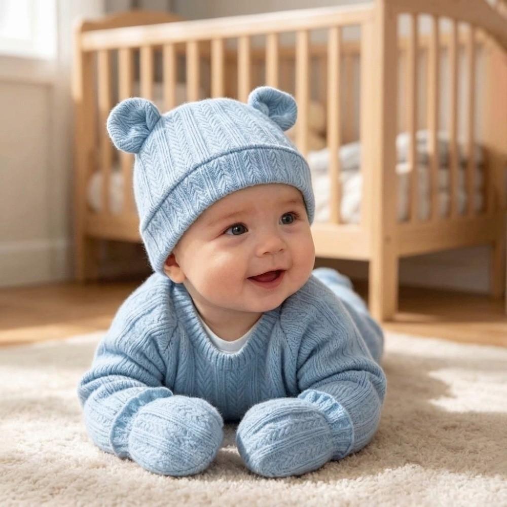 Ear Protection Bear Ear Earflap Hat Warm Baby Hat Glove Set Fashion Children's Winter Hat Girls