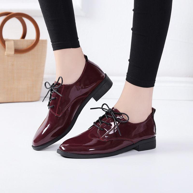 Autumn Women Oxford Flats Shoes 2024 Low Heel Black Retro Student Single Shoes Office Outsole Casual Black Student Leather Shoes