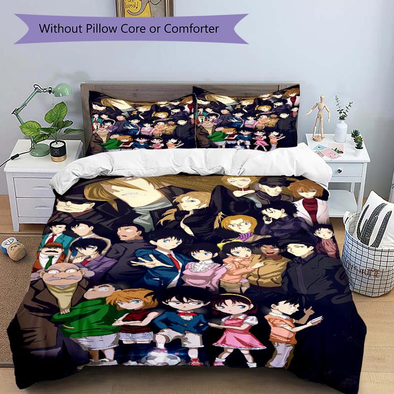 Detective Conan Characters Print 3Pcs Bedding Setduvet Cover With 2 Bedropillowcase Home Birthday Gift