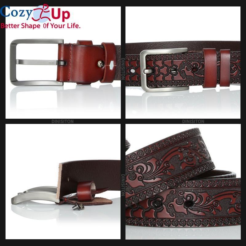 Cozy Up Ремни из натуральной кожи для мужчин, дизайнерский ремень, мужской принт, винтажная пряжка, роскошный ремешок, новая мода, высокое качество 120 см