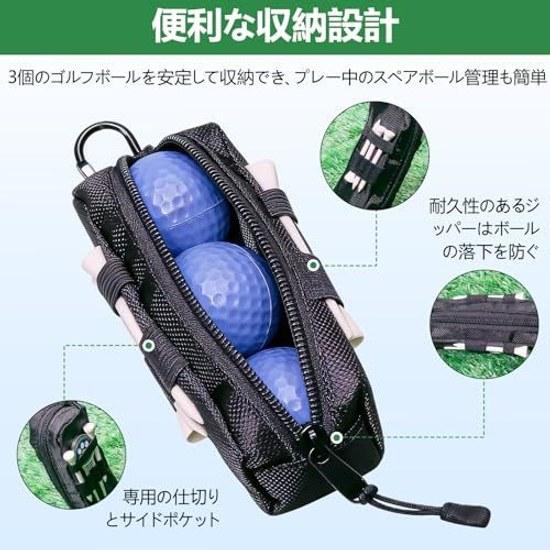 Golf ball case holds 3 balls compatible fork marker hat clip front back needle holder zipper type carabiner convenient carrying lightweight durable