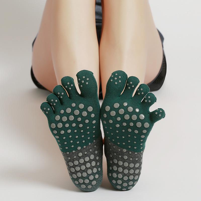 Женские нескользящие носки для йоги: Цветной, с раздвоенным носком, с широкой полосой, короткий хлопковый тюбик