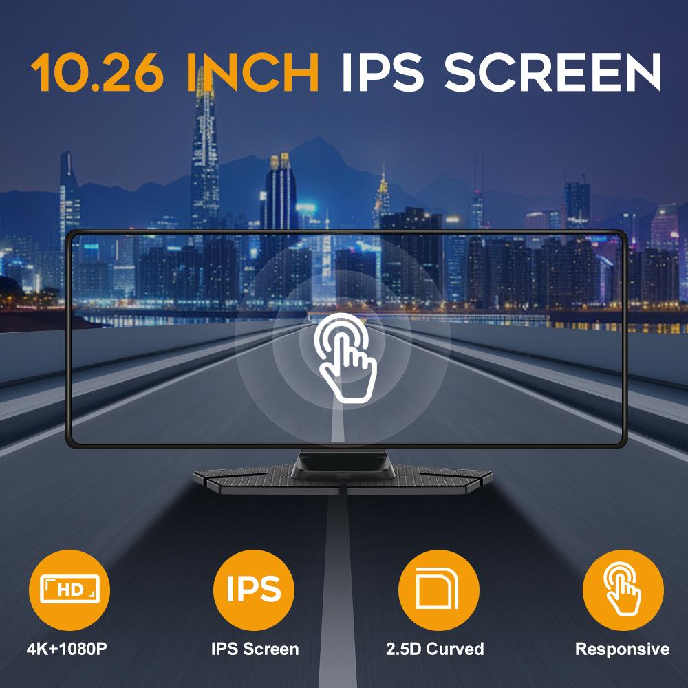 4K HD 10,26 "беспроводной автомобильный навигатор Carplay с двойной записью, видеорегистратор высокой четкости