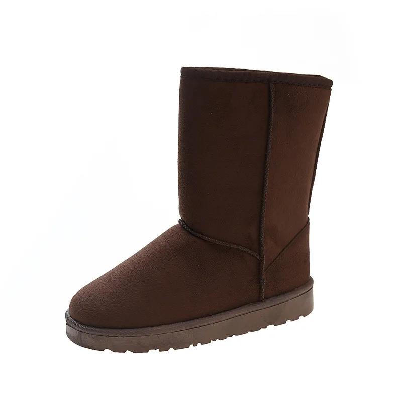 Женские туфли средней длины, женские зимние сапоги Moon, элегантные, на среднем каблуке, полувысокие, коричневые, зима 2024, стильная акция Pu On