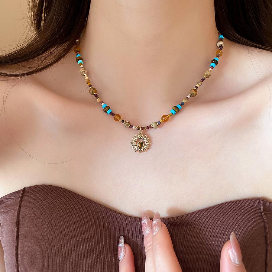 Подсолнух, ожерелье из бусин, новый китайский винтажный чокер, женские украшения класса люкс