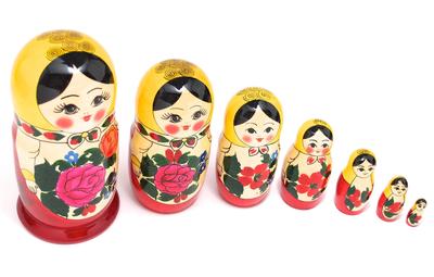 Матрешка из набора традиционного желтого разного Семенова, 7, выкройка, [Российские товары]