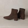 Krazing Pot Cow Suede Winter Med Heels Chelsea Boots Square Toe Women Zipper Size 43 Ankle Boots