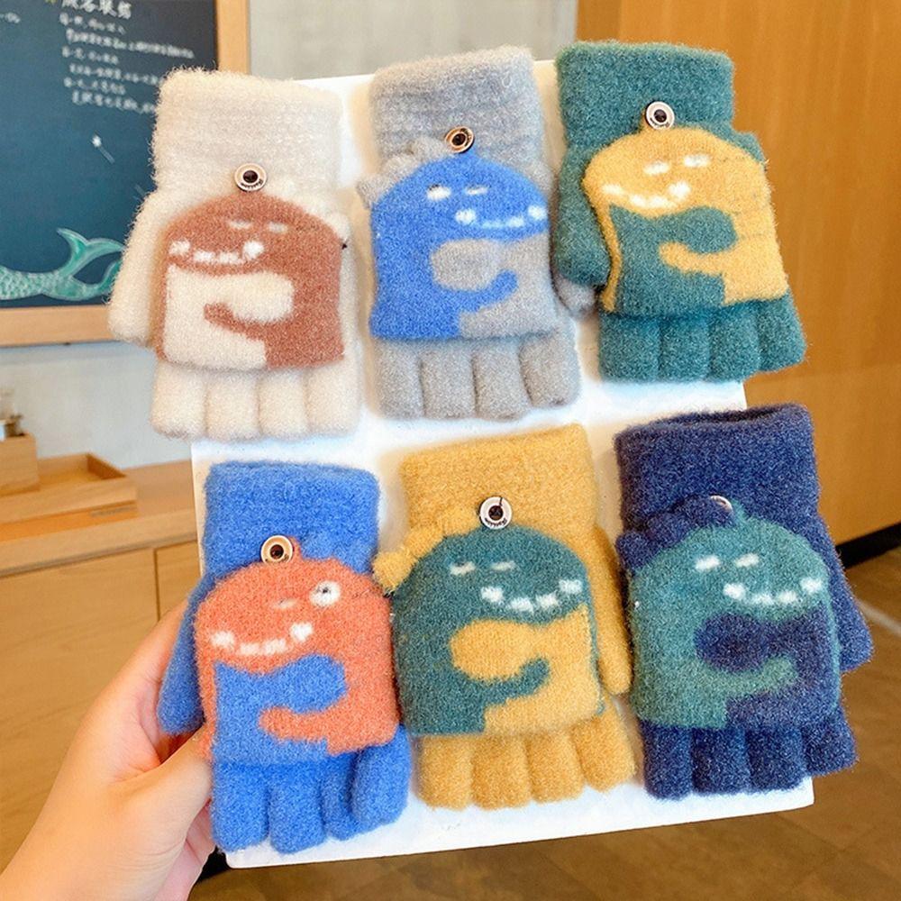 Утолщенные перчатки осень-зима, детские перчатки с мультяшным принтом, теплые варежки для мальчиков и девочек