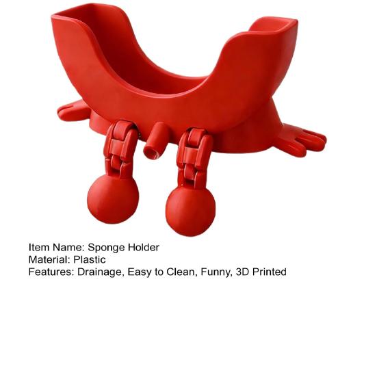 Симпатичная подвесная подставка для губки с дренажным отверстием, напечатанная на 3D-принтере, с подвесными ножками, забавная подставка для губки на кухонную раковину.