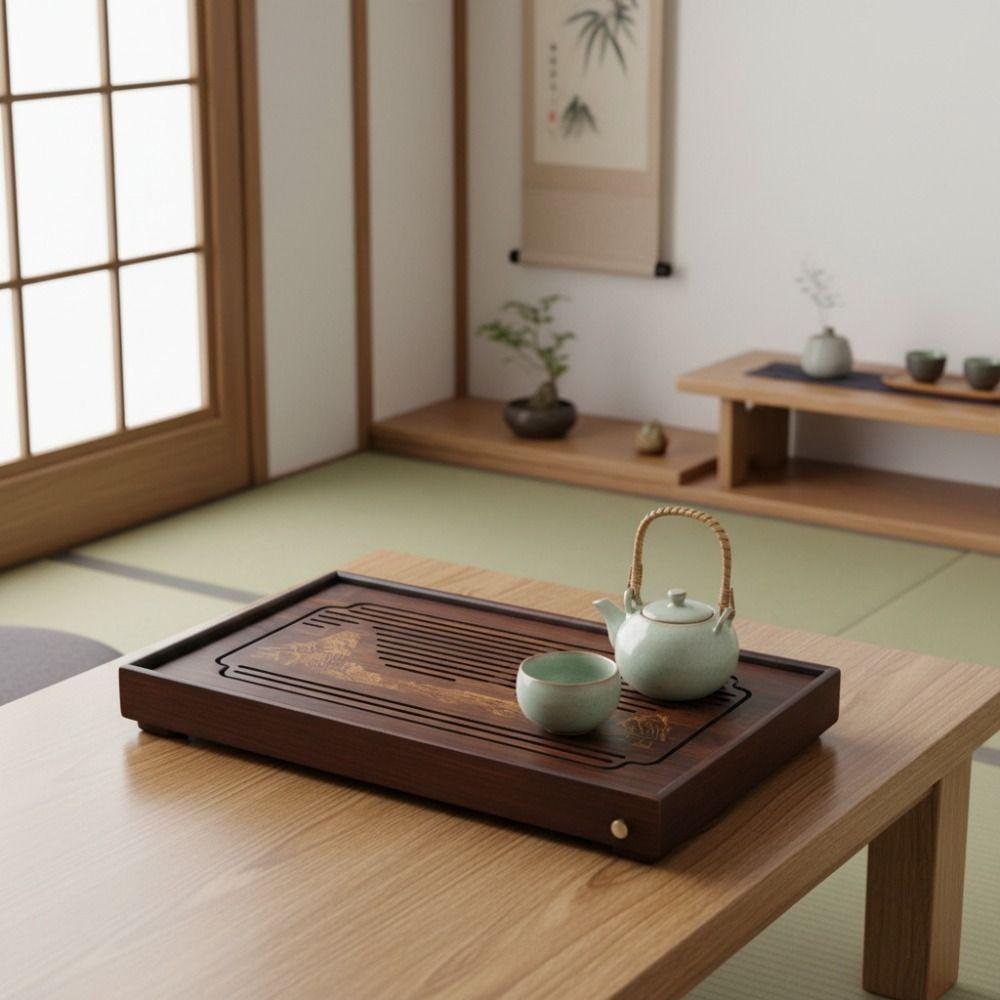 Bamboo Chinese Kungfu Tea Tray Detachable Tea Serving Tray Simple Drain Tea Table Tea Enthusiast
