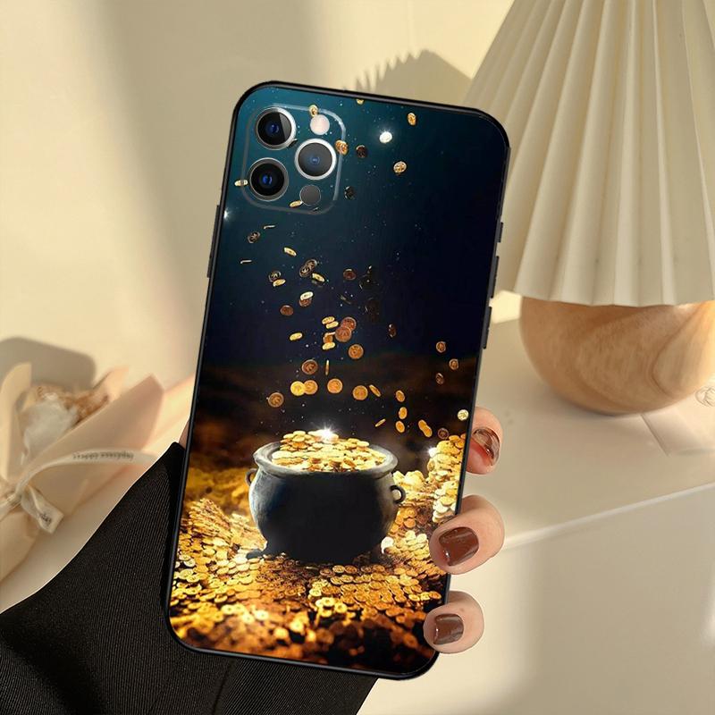 Деньги Доллары Монета Золотой Чехол для Телефона Для iPhone 17 16 15 14 13 11 12 Pro Max 13 mini 15 16 Plus 16e 17 Air Cover Funda