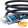 Кабель USB — Type-C 120 Вт Кабель для быстрой зарядки телефона Светодиодный дисплей Type-C — Type-C Шнур для передачи данных Для Samsung Xiaomi Аксессуары для зарядного устройства