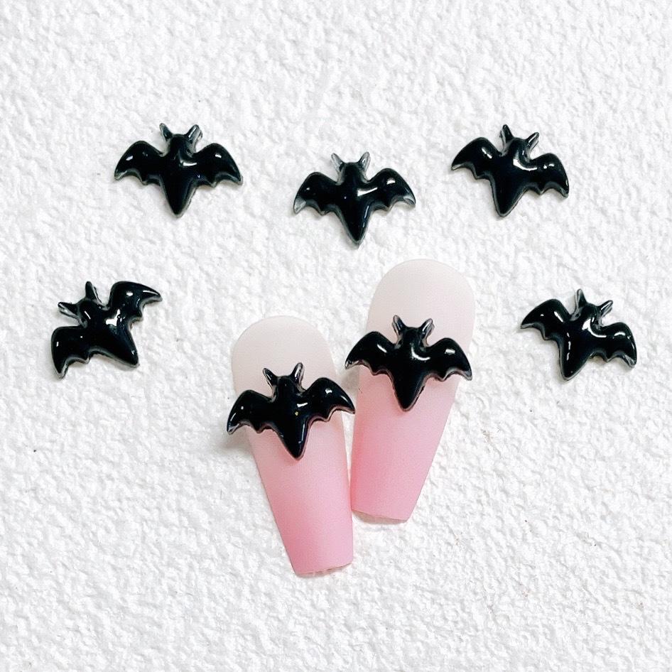 New Halloween Resin Black Bat Sweet Cool Nail Art Accessories DIY Hairpin Phone Case Handmade Materials