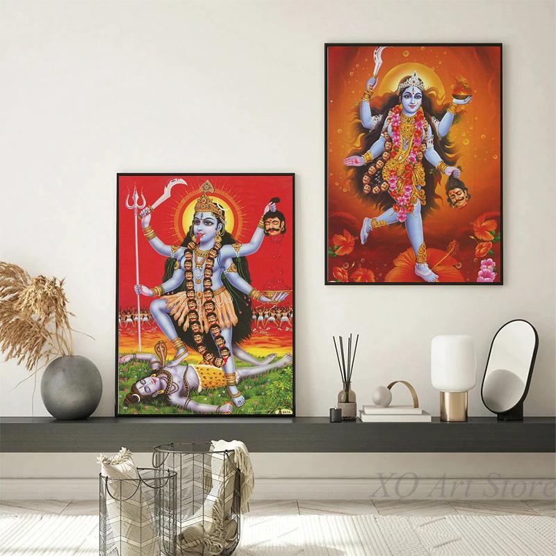 Винтажный постер в индуизме Дурга Шива Вишну, холст, картина, настенная картина, художественные принты с индуистской преданностью для дома, гостиной, без рамы