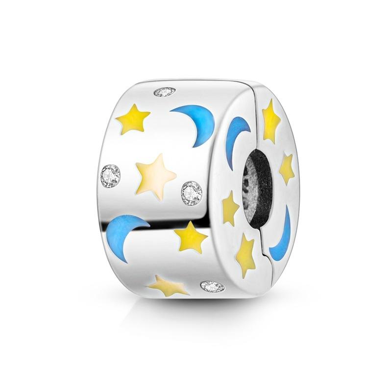 Luminous Sun Moon Charm Copper Plated 925 Silver Diy Bracelet Necklace Bead Accessories