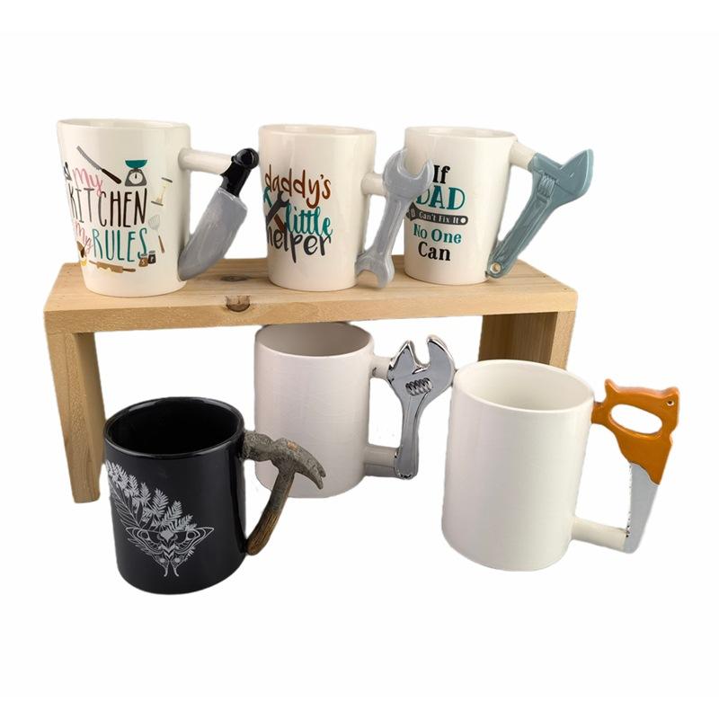 Special-shaped Handle Mug, Tool Handle Ceramic Mug, Hammer Wrench/iron Pliers/axe Screw Coffee Cup