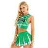 Women Japanese Schoolgirl Cosplay Uniform Girl Sexy Lingerie Sleeveless Crop Top with Mini Pleated Skirt Cheerleader Costume Set