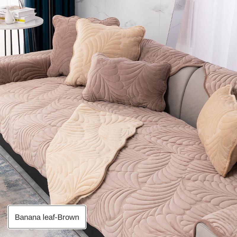 Подушка для дивана, универсальная кожа для всех сезонов, нескользящая, простая утолщенная подушка для сиденья в скандинавском стиле, зимний плюшевый чехол, полотенце на спинке