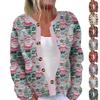 Women's Fashion Long Sleeve Christmas Snowman Snowflake Print Jacket Cardigan