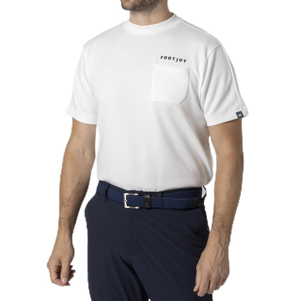 FootJoy Men's Heavyweight Short Sleeve Mock Neck Shirt, White, Size M (FJ-F24-S05, 32163-M)