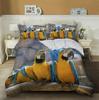 Macaw Bedding Set King/Queen Size Colourful Parrot Duvet Cover Boys Natural Tropical Green Plant Bird Polyester Quilt Cover