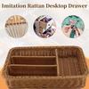 Woven Cutlery Basket Multifunctional Divided Storage Basket Serving Tray Utensil Holder for Pantry Kitchen Bathroom Shelf Forks