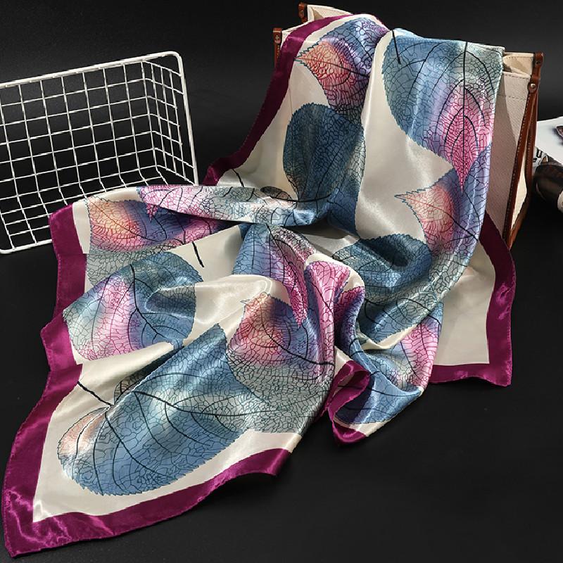 New Women's Scarf Bandana Headband Flowers Vintage Luxury Summer Beach Square Silk Handkerchief Bohemia Girl Accessories