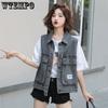 Women's Denim Vest Spring and Autumn Loose Student Vest with Large Pockets and Versatile Sleeveless Vest