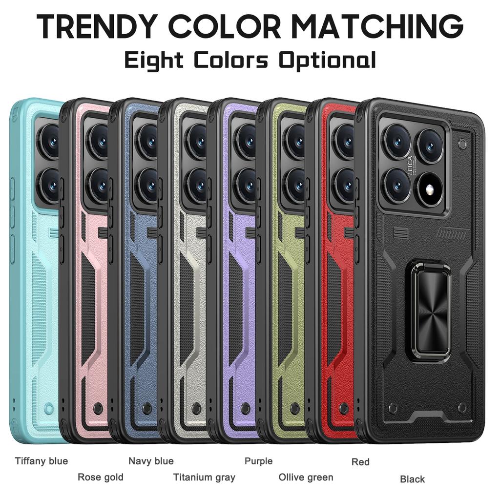 Magnetic Holder Stand Cover For Redmi Note 14 13 12 14C 13C 12C 13R Xiaomi 14T POCO M6 X6 Pro 4G 5G Shockproof Armor Phone Case