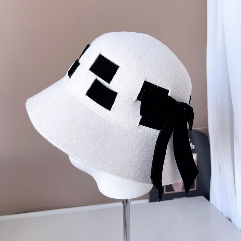 Рыбацкая шляпа из австралийской шерсти в японском стиле, высококачественная осенне-зимняя теплая фетровая шляпа, нежная модная бархатная шляпа с бантом