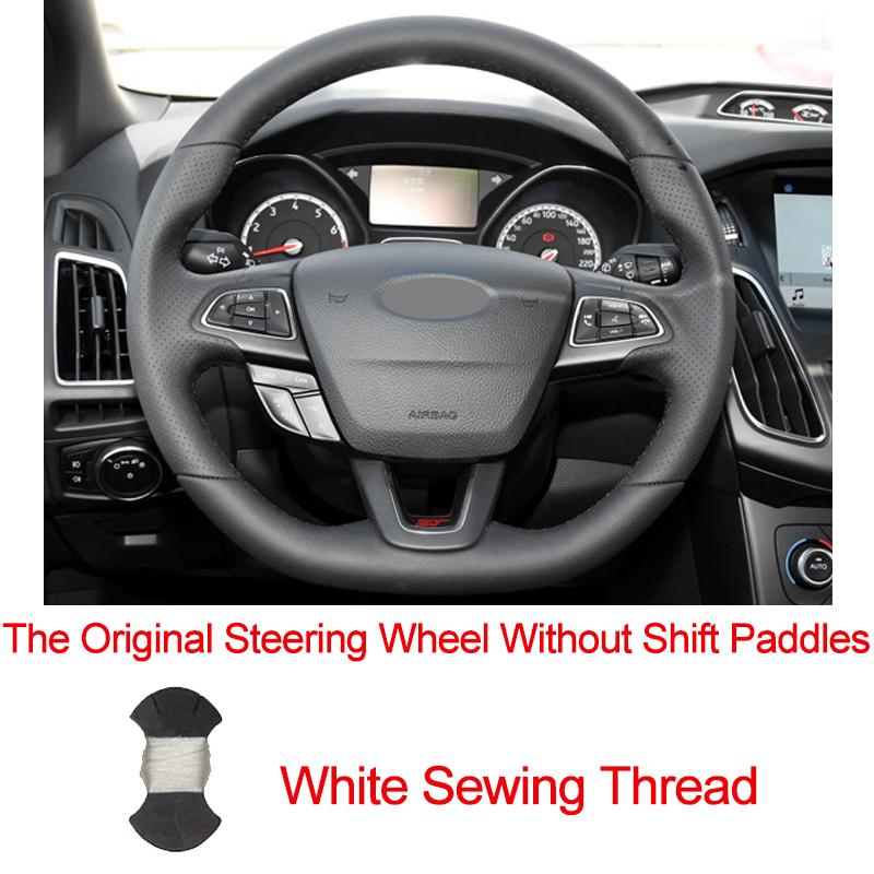Hand Sewing Car Steering Wheel Cover Wrap For Ford Focus (RS | ST | ST-Line) 2015-2018 Kuga (ST-Line) Ecosport (ST-Line)