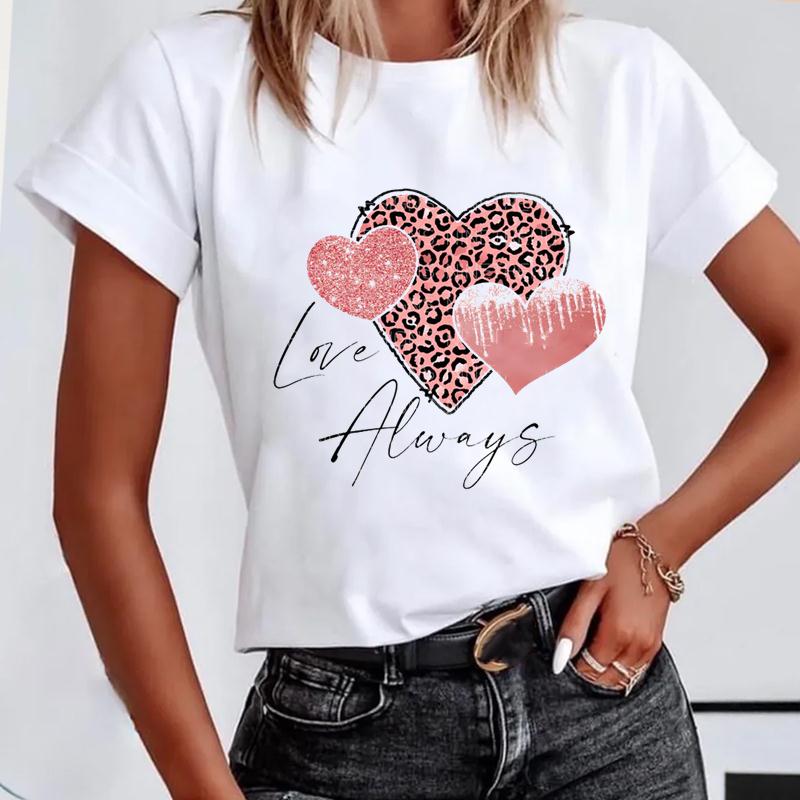 Short Sleeve Leopard Love Letter Trend Women's Print Tee Top Summer Fashion Tshirt Woman Female Basic T Clothing Graphic T-shirts
