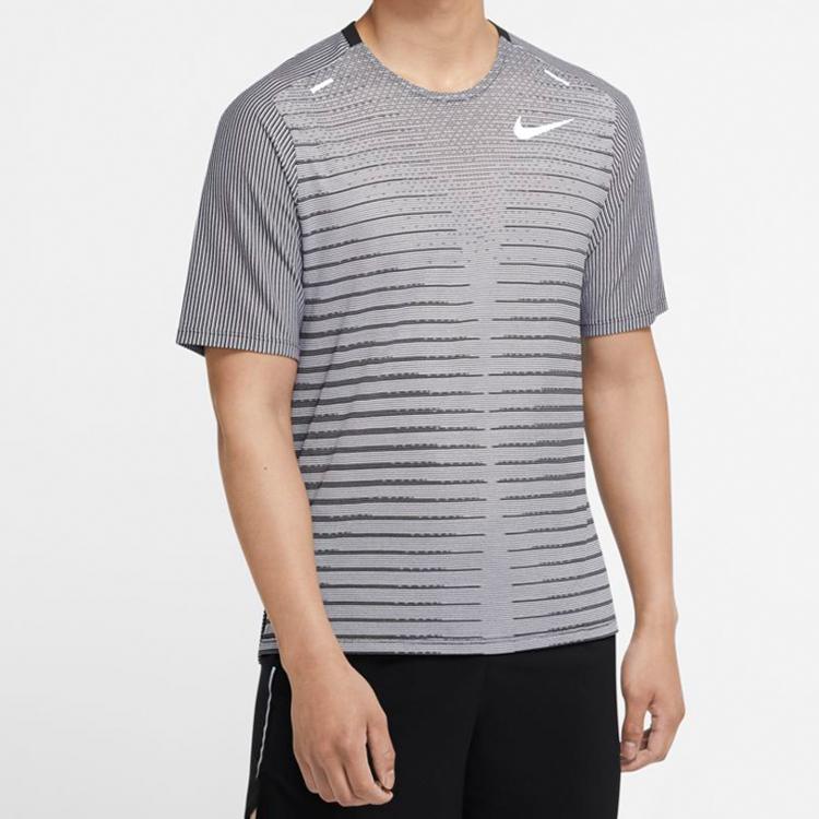 Nike Футболка Techknit Future Fast Running с короткими рукавами и круглым вырезом, мужские топы, черный, белый цвет CU6057-010