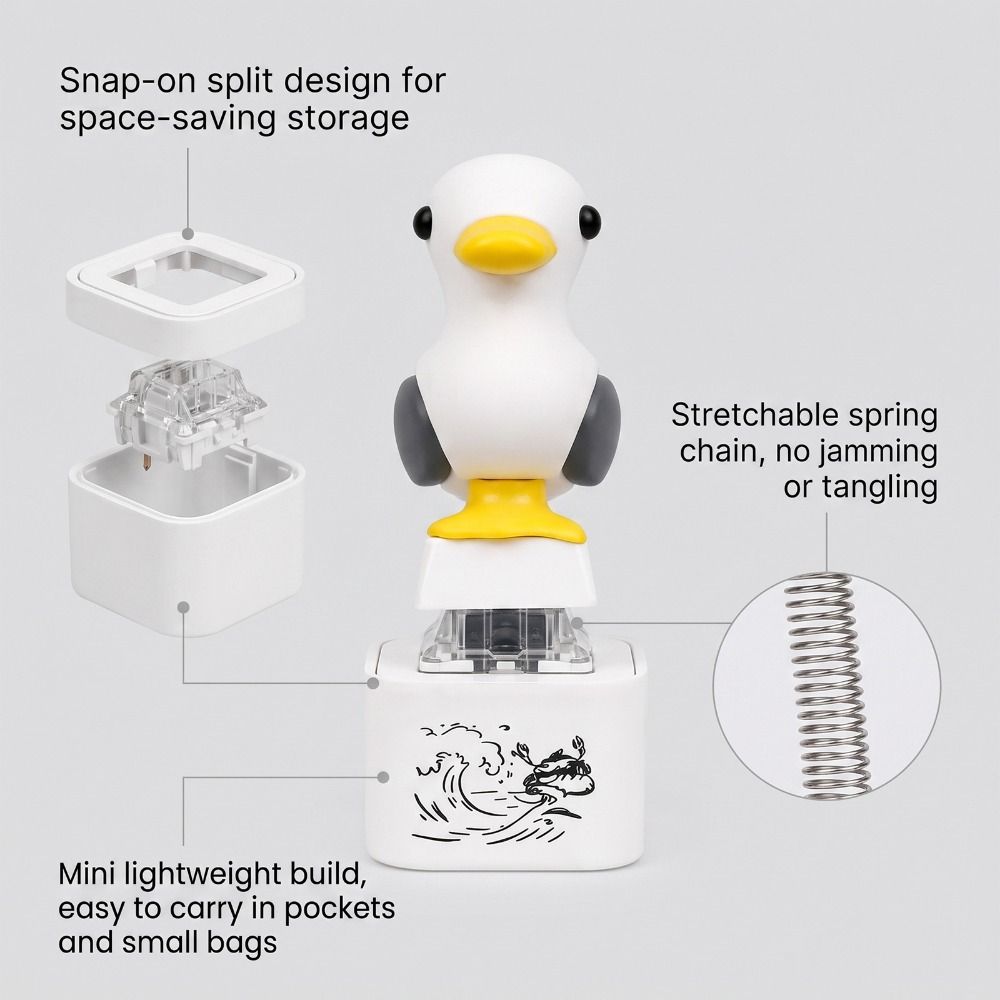 LED Light Seagull Button Keychain Real Sound Clicker Sensory Toy For Kids Adults Gift