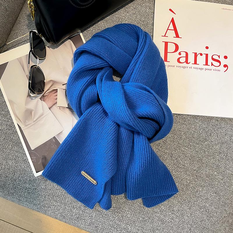 Новый вязаный шерстяной вязаный кашемировый шарф для женщин и пар, новый универсальный однотонный шарф для зимы