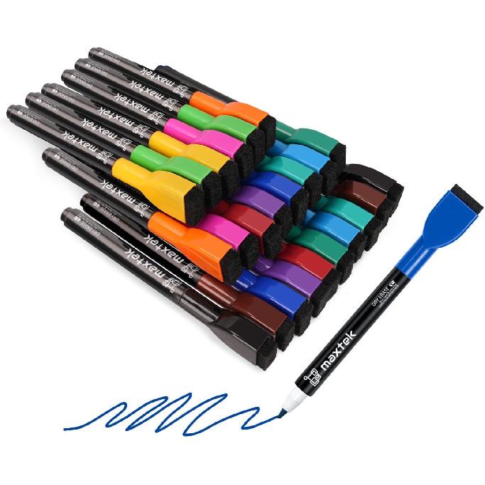Maxtek Магнитные маркеры для белой доски - 12 шт., разноцветные, с тонким наконечником, для сухого стирания, для детей, с низким запахом, тонкие маркеры для досок-календарей