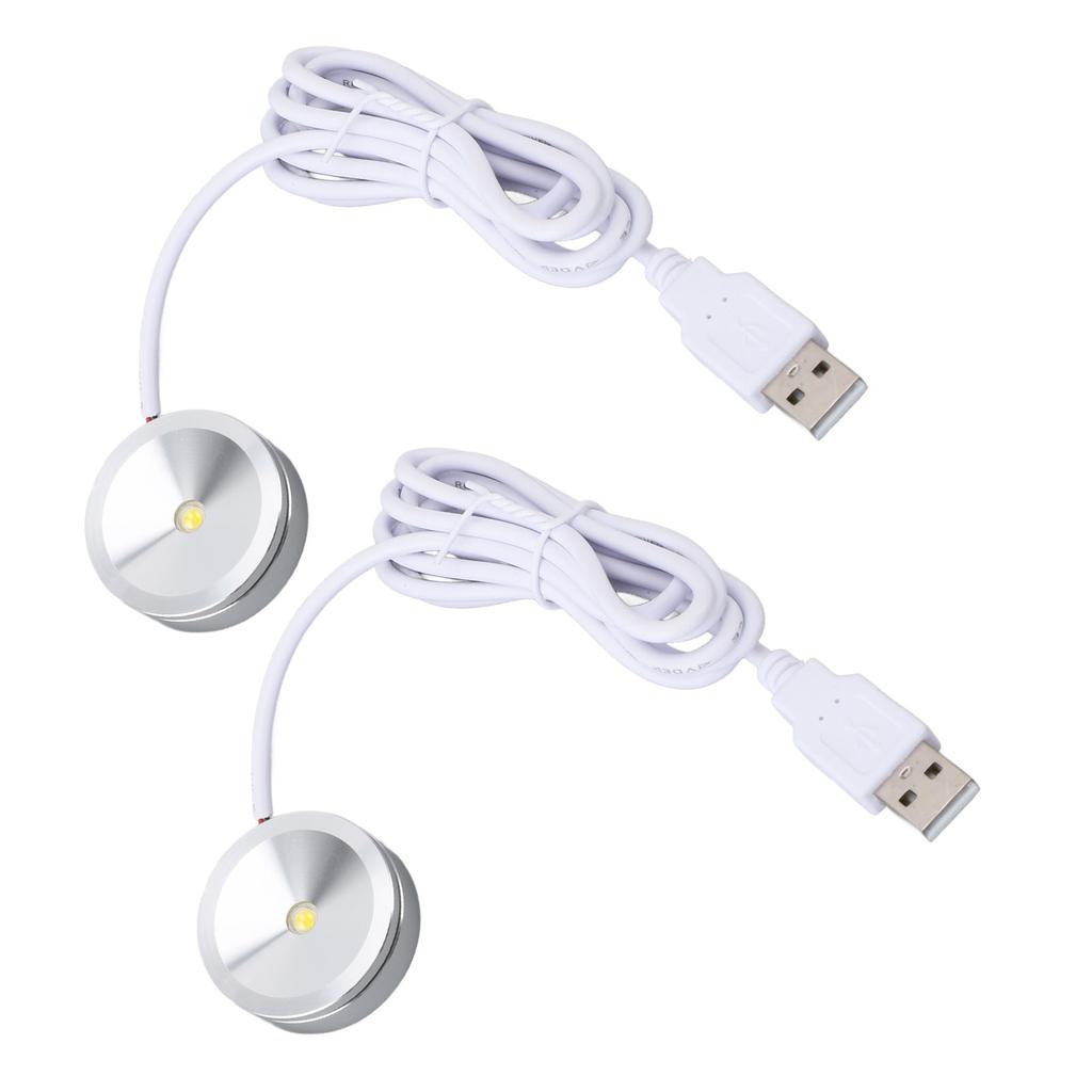 Display Spotlight Round USB Plug in Small LED Showcase Lamp with 4.2ft Cable for Jewelry Cabinet Cupboard Shelf 5V