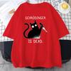 Schrodinger Is Dead Black Cat Fashion Soft T-Shirt Man High Quality T-Shirts Oversized T Shirts Cotton Short Sleeve Street