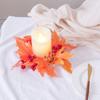 For Party Orange Leaf Small Wreath Candle Ring Fall Maple Napkin Rings Maple Leaf Table Decoration