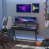 Gaming Desk Writing Racing Computer Table Workstation with Headphone Hook Curved Front Adjustable Feet for Home Office Use 140 x 60cm