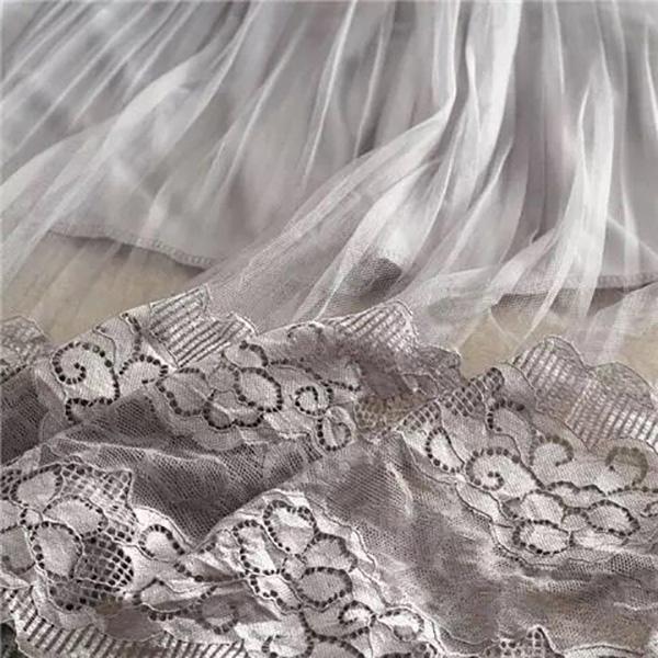 Woman's Mid-length Yarn Skirt Elastic Waist Printed Lace High Waist A-line Skirt Pleated Skirt Work Travel