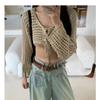 Hollow Short Knitted Sunscreen Cardigan Women's Summer Explosion Pure Lace-up Lazy Shawl Shirt