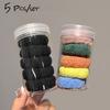 5pcs/Set Mixed Color Thick Hair Ties Soft Seamless Towel Scrunchies Women Girls Elastic No Damage Ponytail Holders Rubber Band