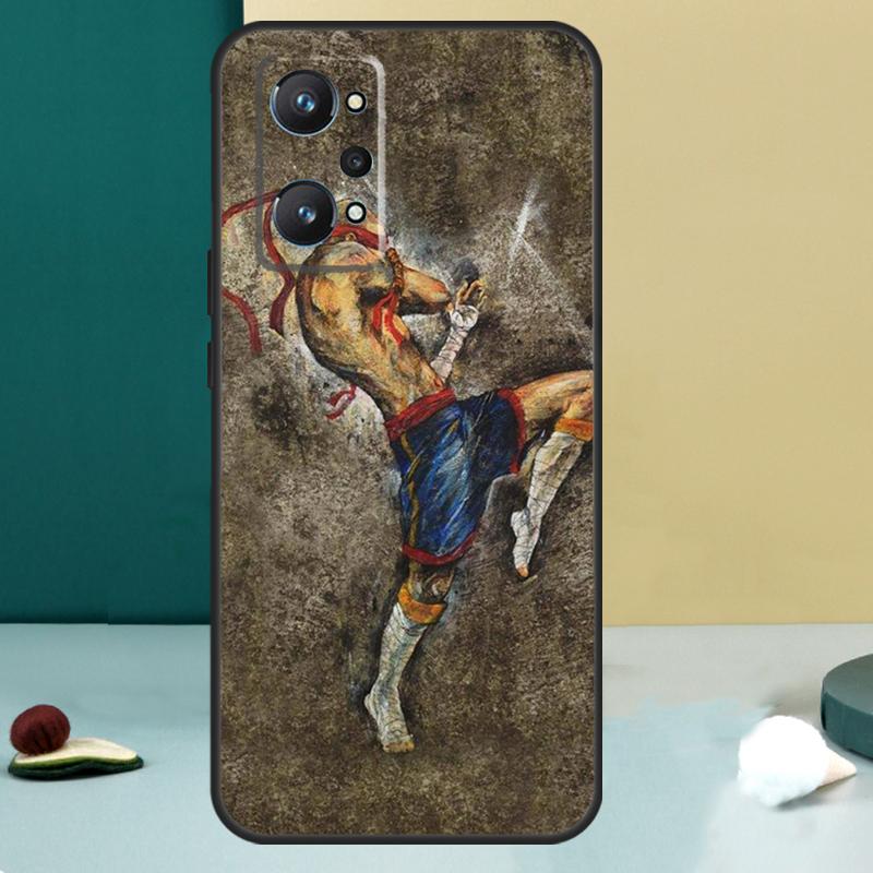 Кейс для Realme GT 6T 5 6 GT 7 Pro C67 C75 C61 C55 C53 C51 C21Y C25S 10 11 12 13 14 Pro Plus с изображением Боевой Муай Тай Кикбоксинг