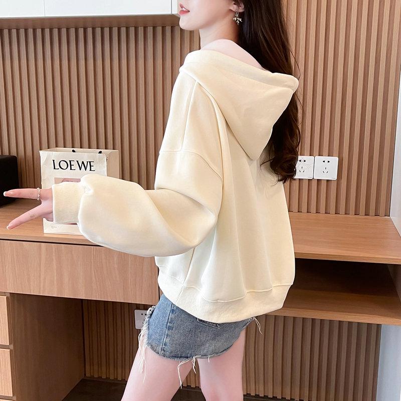 2025 Korean Style Women's Hooded Sweatshirt: Loose, Thin, Short-Length with Drawstrings