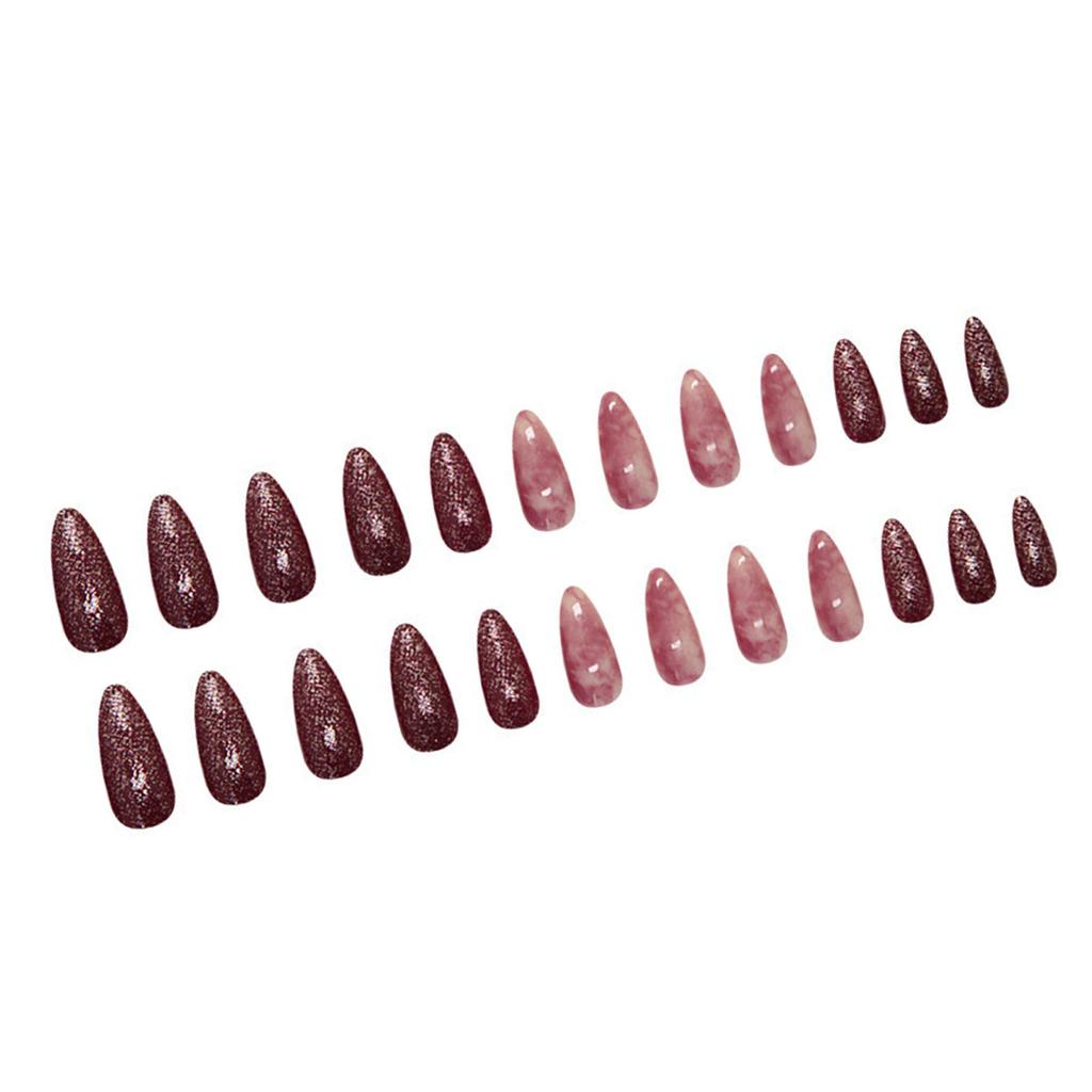 Press On Nail Almond Shaped Fake Nail Glossy Stick On Nail Natural Full Cover False Nail Acrylic Glues On Nail for Women