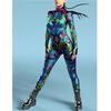 Цветной женский комбинезон Zentai для боди Trippy Costume с молнией спереди, эластичный комбинезон Rave Festival, обтягивающий комбинезон для косплея
